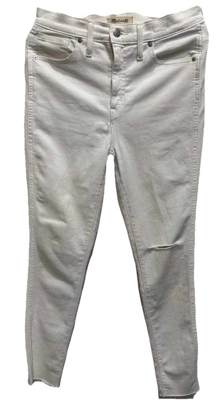 Madewell Jeans Womens Size 28 White 10" High Rise Skinny Stretch Comfort Denim